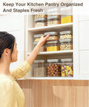 8 Pcs Pop Food Storage Containers Airtight Food Storage Containers Set with Lids Kitchen Pantry Organization and Storage, 3.4Qt, 2.8Qt, 2.1Qt, 1.2Qt by TinyTreasures Baby Boutique