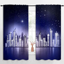 City Rod Pocket Blackout Curtains for Boy Girl Bedroom, New York Skyline Modern City Starry Sky Night View Thermal Insulated Home Window Drapes for Living Room Darkening, 55x63 inch by TinyTreasures Baby Boutique