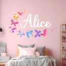 Personalized Name Wall Decals for Girls Bedroom - Butterfly Pink Room Decor with Rainbow Options - Multiple Sizes by TinyTreasures Baby Boutique
