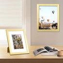 Vittanly 8x10 Picture Frames Set of 9, Shatter Resistant Plexiglass, Display 5x7 Pictures with Mat or 8x10 without Mat, Photo Frames for Wall or Tabletop, Engineered Wood, Gold by CozyNest Decor