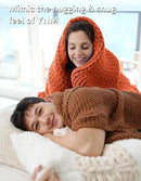 YnM Chunky Throw Blanket, Medium-Weight, Hand Knitted, Skin Friendly, Ventilated and Breathable, Machine Washable, Home Décor Piece for Couch, Sofa and Bed (Exotic Orange, 40x50 Inch) by CozyNest Decor