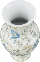 Galt International White & Blue Floral Chinoiserie Ceramic Vase 14" - Hand Painted Antique Style Porcelain Flower Bottle Fishtail Porcelain Chinese Vase for Home Decor Centerpiece by GreenHaven Gardens