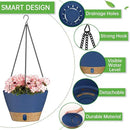 ZMTECH 2 Pack 10 Inch Hanging Planters for Outdoor Plants, Hanging Pots for Plants Indoor with Visible Water Level, Hanging Flower Basket with Drainage Holes & Removable Tray(Blue) by CozyNest Decor