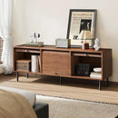 59 Inch TV Stand with Power Outlet for TVs up to 65 Inch, Entertainment Center with Storage, Mid-Century Modern TV Console, Adjustable Shelf & Sliding Doors, TV Stand for Living Room, Bedroom, Walnut by CozyNest Decor
