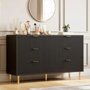GAOMON 6 Drawer Dresser, Wood Chest of Drawers Organizer Storage with Gold Handle, Large Storage Cabinet, Modern Design Dresser for Bedroom, Living Room, Closet, Hallway, Entryway, Black by CozyNest Decor