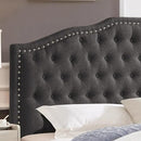 24KF Upholstered Button Tufted Queen Headboard with Nailhead Trim, Elegant Boucle Fabric Full headboard, 6031-Q-Boucle-Dark Green by CozyNest Decor