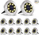 Aogist Solar Ground Lights 12 Packs, 8 LED Solar Garden Lights, Waterproof Outdoor Solar Disk Lights, In-ground Outdoor Landscape Lights for Pathway Yard Walkway Patio Lawn Path (Warm White) by GreenHaven Gardens