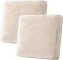 H.VERSAILTEX Velvet Stretch Couch Cushion Cover Plush Cushion Slipcover for Chair Loveseat Sofa Cushion Furniture Protector Seat Cushion Sofa Cover (2 Piece Large Sofa Cushion Covers, Ivory) by CozyNest Decor