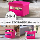 LINMAGCO Storage Ottoman Folding Foot Stool Foot Rest with Side Pocket Modern Ottoman with Storage Short Sofa Stool Velvet 17x13x13(ROSEO) by CozyNest Decor