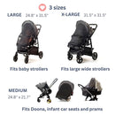 Stroller Sun Shade - Universal UV Protection Cover for Strollers Sunshade with See Through, Clip-On Sun Blocker, Sun Shield for Baby, Breathable Adjustable Fit, Full Coverage, L Black by TinyTreasures Baby Boutique