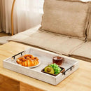 Ottoman Tray Large Serving Trays Farmhouse Decor Wooden Coffee Table Platter with Handles White Tray for Bed Kitchen Living Room 19 * 14Inch by CozyNest Decor