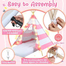 6 Pack Sleepovers Teepee Tent for Kids Bulk with Mattress Sheet Light,Natural Cotton Washable Indoor Play Tent for Birthday Slumber Party Girls Boys Pajama Movie Night Supplies(Pink, White) by TinyTreasures Baby Boutique
