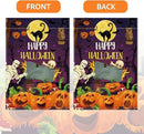 Happy Halloween Garden Flag Halloween SpookyGhost Skeleton Bats Garden Flag 12x18 inch Double Sided Holiday Decorations for Yard Outside Lawn (Flay 1811) by GreenHaven Gardens