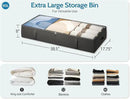 2-Pack Under Bed Storage Containers, 8 Inches Tall Underbed Clothes Storage Organizer Bin with Sturdy Sidewalls/Bottom, Under the Bed Storage Bags 2 Storage Bins, Black by CozyNest Decor