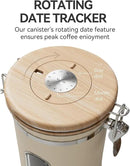 Veken Coffee Sugar Canister with Window, Coffee Lover Gift Set,Airtight Stainless Steel Kitchen Food Storage Container Gifts, Date Tracker & Scoop for Grounds Coffee,Beans,Tea,Flour,Cereal,22OZ,Cream by CozyNest Decor
