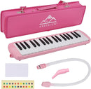 EastRock 37 Key Melodica Instrument Keyboard Soprano Piano Style with Mouthpiece Tube Sets and Carrying Bag for Kids Beginners Adults Gift Pink by TinyTreasures Baby Boutique