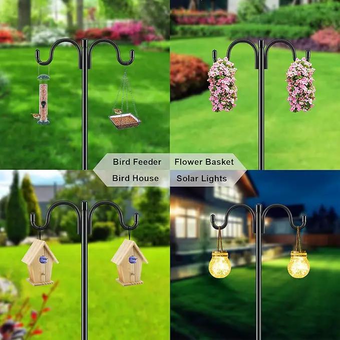 Gtongoko Double Shepherds Hook for Outdoor, 2 Pack 108 Inch Heavy Duty Bird Feeder Pole 3/4 Inch Thick Garden Hooks for Hanging Hummingbird Feeder, Plant Baskets, Solar Light Lanterns, photo 7 of 7