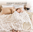 Cozy Faux Fur Throw Blanket for Couch-Warm Fuzzy Throw Blanket, Soft Plush Thick Bubble Blankets for Bedroom and Living Room, Furry Luxury Blanket, 50 x 60, Cream by CozyNest Decor