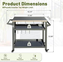 Domi 3-Shelf Outdoor Grill Table, Grill Cart Outdoor with Wheels, Pizza Oven and Food Prep Table, Blackstone with Stainless Steel Tabletop, BBQ Stand for Blackstone Griddle for Outside BBQ by CozyNest Decor