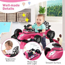 BABY JOY 4-in-1 Baby Walker, Foldable Activity Walker with Adjustable Height & Speed, Music, Lights, Steering Wheel, Comfy Seat Cushion, Activity Baby Push Walker for Boys Girls Aged 6 –18 (Pink) by TinyTreasures Baby Boutique