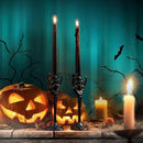 LemonRoad 2 Pcs Halloween Skull Candle Holders Halloween Table Centerpieces Fireplace Decorations Skeleton Gothic Decor Horror Skeleton Skull Candlestick Holders for Home Office Bar Party Supplies by CozyNest Decor