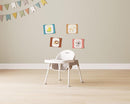 Foundations Secure Sitter 9" Feeding Chair, Stable “No Tip” Feet, 3-Point Adjustable Harness, Removable Tray, Easy to Clean, Smooth Plastic (White/Tan) by TinyTreasures Baby Boutique