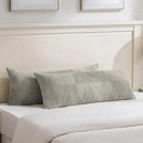 Fancy Homi Set of 2 Neutral Grey Boho Long Lumbar Body Decorative Throw Pillow Cover 14x36 Inch for Bed Couch Bedroom Bench, Soft Patchwork Corduroy Textured Pillow Case, Rustic Farmhouse Room Décor by CozyNest Decor