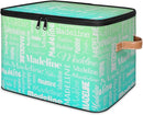 Custom Storage Basket with Name, Personalized Storage Bins with Zipper Lid, Foldable Fabric Storage Box Large capacity with Handle Green Blue by TinyTreasures Baby Boutique