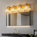 Modern Crystal Bathroom Vanity Light - 4-Lights Gold Brushed Brass Finish Wall Lamp by CozyNest Decor