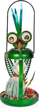 Alpine Corporation LYT292SLR-HH Solar-Powered Metal Heron w/Garden Enclosed LED Light Decor, Solar Patio Decor, 16''H, Green by GreenHaven Gardens