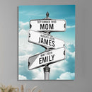 Personalized Gifts for Mom Family Names Street Custom Multi-Name Date of Birth Vintage Street Sign Happy Mothers Day Canvas Wall Art Best Christmas Gifts for Mommy from Daughter Son Children Kids