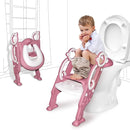 GrowthPic Pink Toddler Potty Training Seat with Step Stool – Foldable Toilet Trainer for Girls with Soft Cushion & Splash Guard, Adjustable Ladder Fits Standard & Elongated Toilets by TinyTreasures Baby Boutique