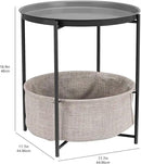 Amazon Basics Round Storage End Table, Side Table with Cloth Basket, Charcoal/Heather Gray, 17.7 x 17.7 x 18.9 in by CozyNest Decor