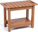 Waterproof Shower Bench, 24" Poly Lumber Shower Stool for Shaving Legs, Shower Chair Seat with Storage Shelf and Handles, Bathroom Bench for Inside Shower, Non-Slip (Brown) by TinyTreasures Baby Boutique
