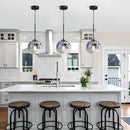 KCO Lighting Mercury Glass Pendant Light Fixtures Mid Century Modern Silver Kitchen Island Pendant Lights Ceiling Hanging Black Large Globe Pendant Light for Living Room Dining Room by CozyNest Decor
