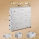 WLIVE White Dresser for Bedroom with 10 Drawers, Chest of Drawers with Side Pockets and Hooks, PU Storage Dresser, Sturdy Metal Frame, Drawers Organizer Unit for Living Room, Hallway, Closet by TinyTreasures Baby Boutique