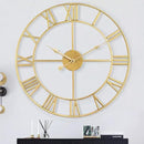 LEIKE Large Modern Wall Clocks,32" Gold Metal,Rustic,Round,Nearly Silent,Little Ticking,Battery Operated Roman Numerals Clock for Living Room/Bedroom/Kitchen Wall Decor-(Gold, 80cm) by CozyNest Decor