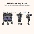 Dream On Me Volgo Twin Umbrella Stroller in Purple, Lightweight Double Stroller for Infant & Toddler, Compact Easy Fold, Large Storage Basket, Large and Adjustable Canopy by TinyTreasures Baby Boutique