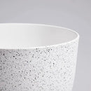 10/9/8 inch Medium Plant Pots, Set of 3 Modern Decorative Plastic Planters with Drainage Holes and Saucers for Garden House Plants, Flower Pots for Indoor Outdoor Plants, Speckled White by GreenHaven Gardens