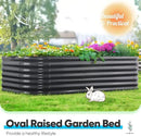 Quictent Galvanized Raised Garden Bed Kit, 8x4x2 ft Oval Metal Planter Box Tall for Vegetables Outdoor Backyard, Rubber Strip Edging Included (Dark Gray) by GreenHaven Gardens