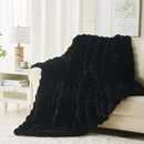 Lotus Karen Faux Fur Blanket Black - Big Bubble Rabbit Fluff King Throw for The Bed Large Fluffy Fuzzy Cozy Thick Furry Plush Shaggy Blankets 108x90 Inches by CozyNest Decor