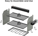 CCCEI Modular Power Tool Organizer Wall Mount with Charging Station. Garage 4 Drill Storage Shelf with Hooks, Drill Bit Heavy Duty Rack, Grey Tool Battery Holder Built in 8 Outlet Power Strip. by GreenHaven Gardens