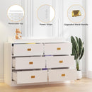 Dresser for Bedroom with 6 Drawers, Changing Table Dresser with Power Outlets, Soft Changing Pad & Removable Top, Baby Dresser with Changing Table Top for Nursery, White by TinyTreasures Baby Boutique