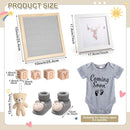 9 Pcs Pregnancy Announcement Set Pregnancy Reveal Ideas Felt Letter Board Baby Bodysuit Booties Photo Frame Bear Plush Wood Blocks for Coming Soon Baby Announcement(Gray) by TinyTreasures Baby Boutique