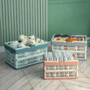 20L Plastic Collapsible Storage Crate - Foldable Handle Crate Storage Basket Bin - White & Gray M by GreenHaven Gardens