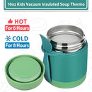 10oz Soup Thermo for Hot Food Kids,Lunch Thermo Kids Food Jar with Spoon Hot Insulated Food Containers,Leak Proof Stainless Steel Wide Mouth Lunch Food Thermo Jar for School(Green) by TinyTreasures Baby Boutique