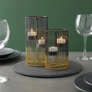 Juvale Set of 2 Black and Gold Geometric Candle Holders for Modern Table Decor (2 Sizes) - Black and Gold Candle Holder Set for Table Centerpieces by CozyNest Decor