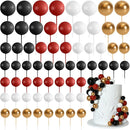 75 Pieces Cake Balls Topper Decorations Foam Cupcake Topper Mini Balloon Cake Topper Picks for Deco Birthday Party Wedding（Black, Red, Gold, White） by TinyTreasures Baby Boutique