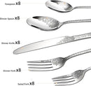 Floral 40 Pcs Silverware Set for 8, Food Grade Stainless Steel Flatware Set with Rose Flower Embossed Design, Eating Utensils Sets Include Fork/Knife/Spoon, Reusable Cutlery Set, Dishwasher Safe by CozyNest Decor