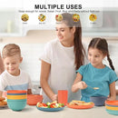 HOTEC 20-Pack Unbreakable Kitchen Plastic Wheat Straw Dinnerware Set – BPA-Free Plates, Bowls & Cups | Lightweight, Microwave & Dishwasher Safe | Multicolor Reusable Tableware for Home & Outdoor Use by CozyNest Decor